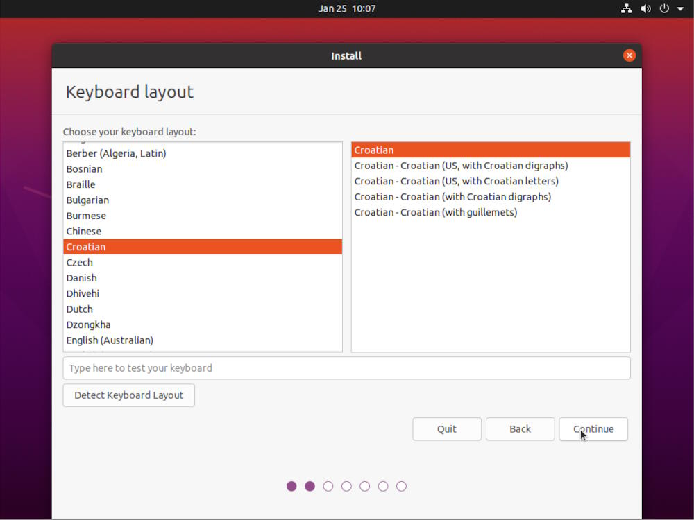 Ubuntu Desktop Installation - Keyboard layout