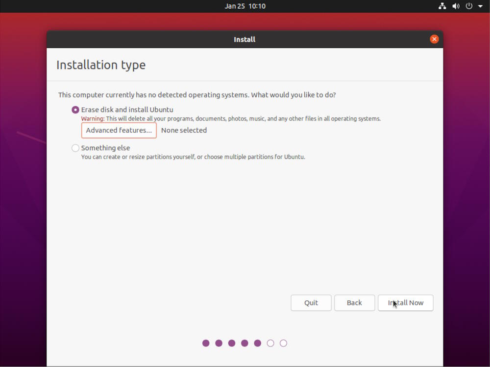 Ubuntu Desktop Installation - Installation type