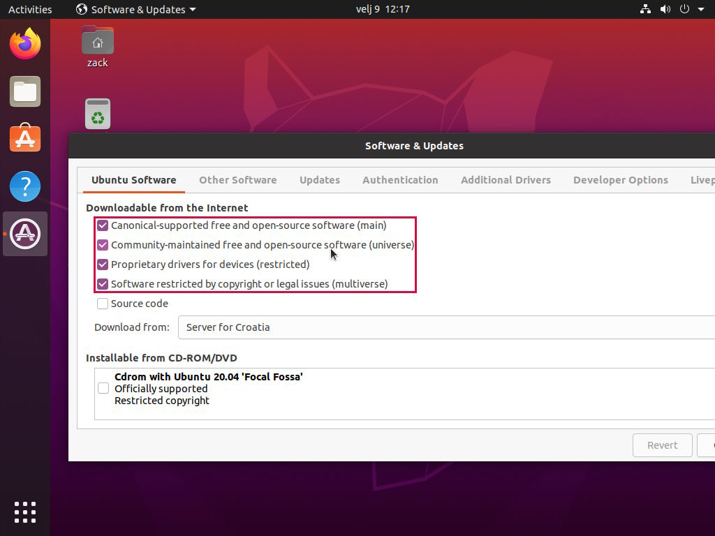 Ubuntu 20.04 Customization - Main software repositories