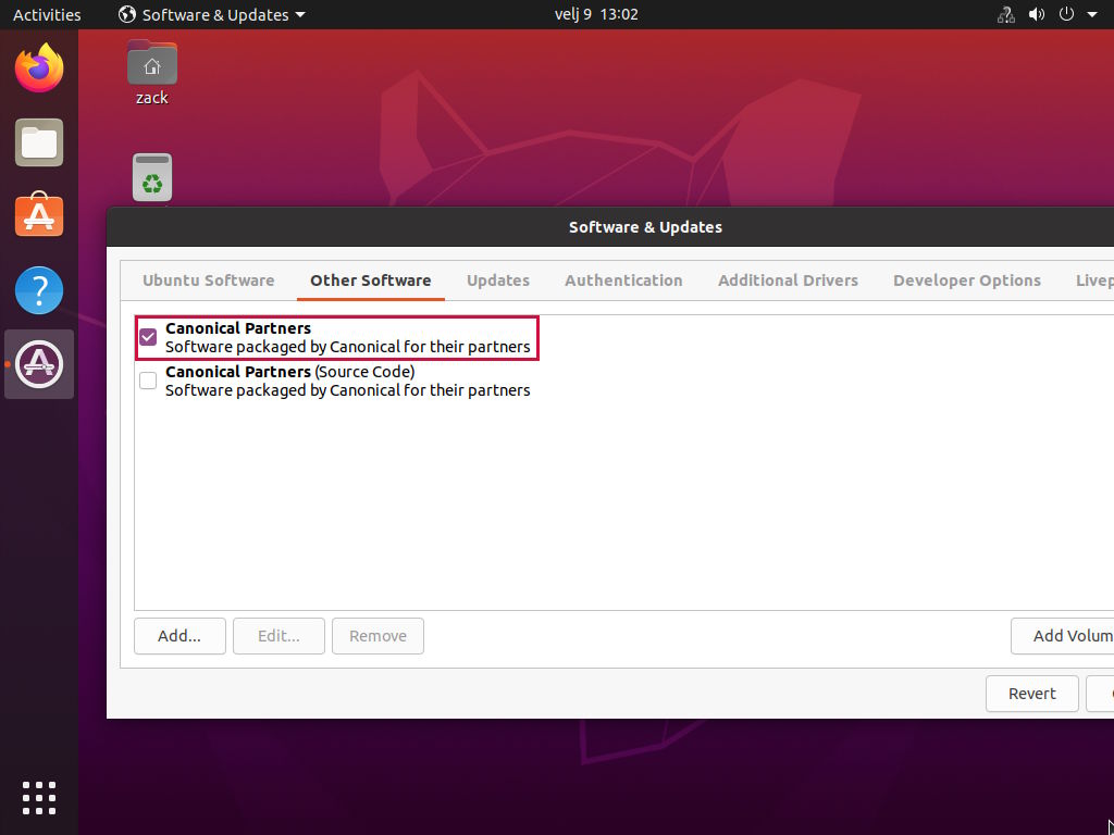 Ubuntu 20.04 Customization - Enable Partner repo