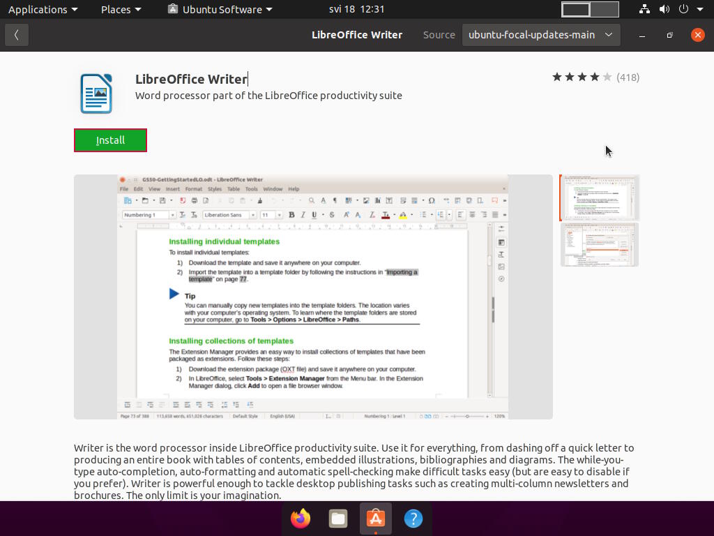 Ubuntu 20.04 Recommended Apps - LibreOffice Writer