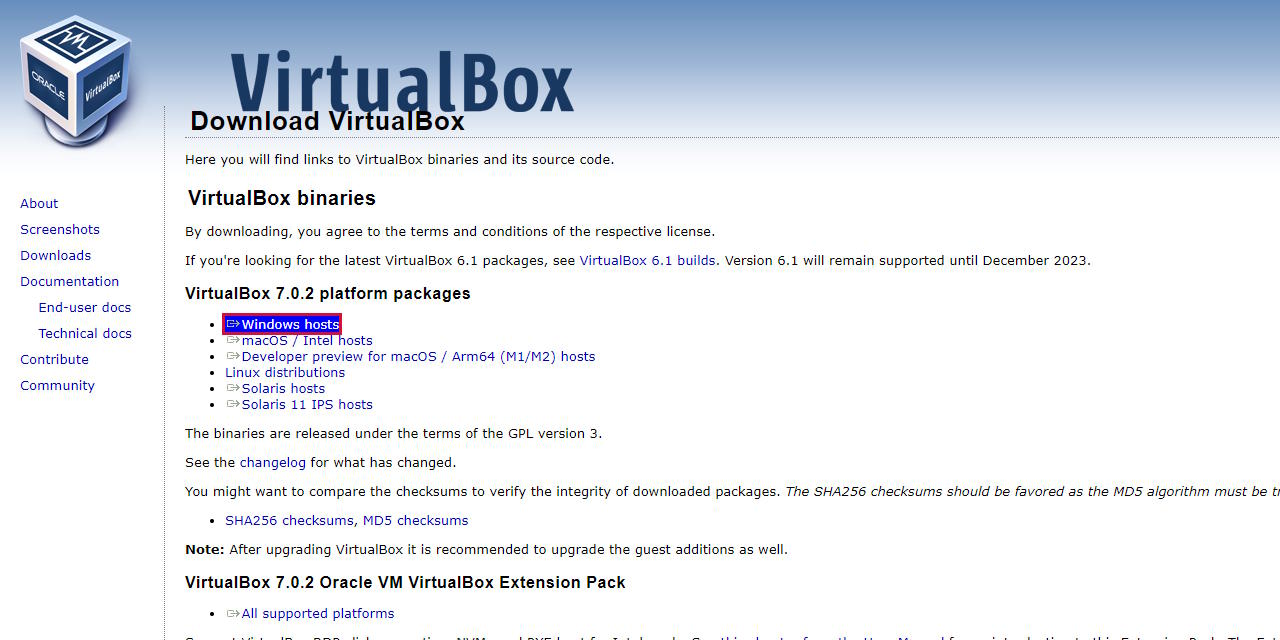 VirtualBox Installation & Configuration - Windows Download