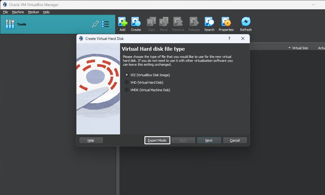 VirtualBox - HDD Expert Mode