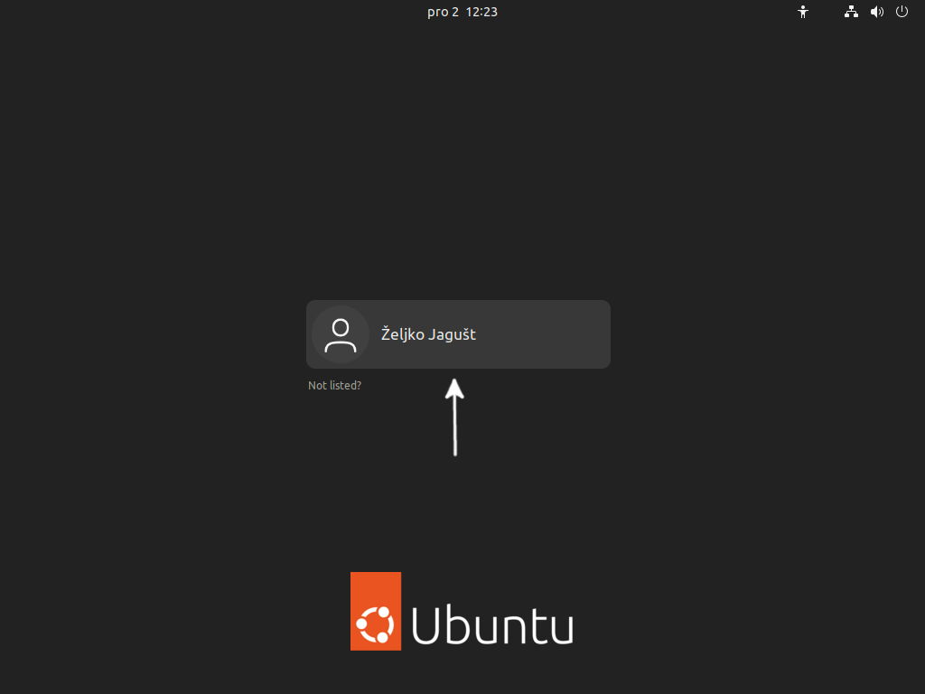 Ubuntu Desktop 22.04 - Login Screen