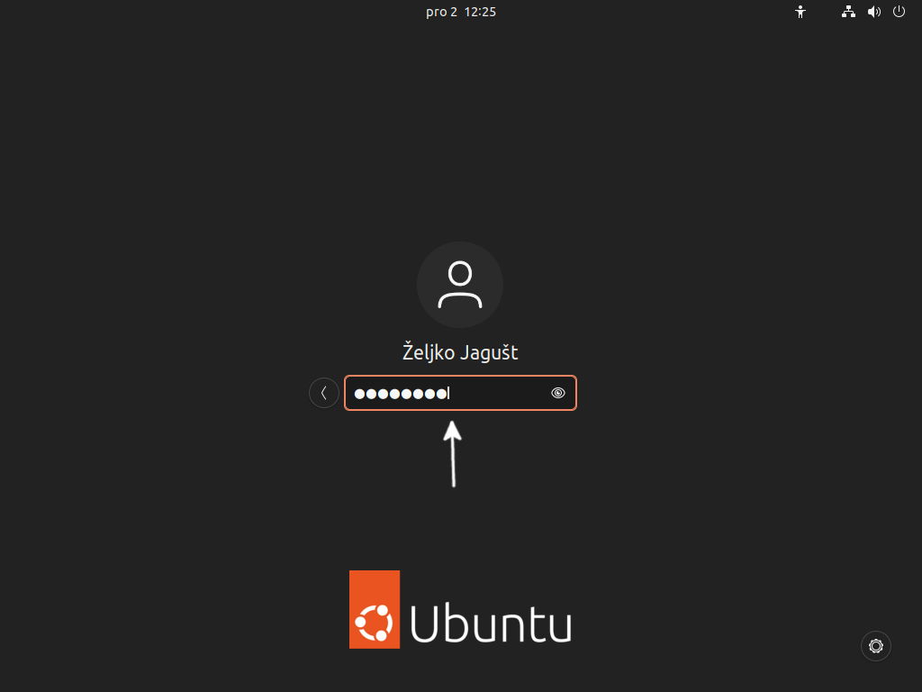 Ubuntu Desktop 22.04 - Enter Password