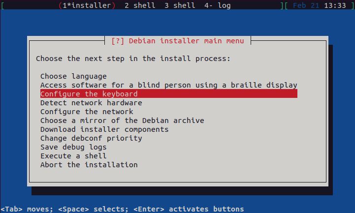 Home/Small Office Debian Server - Configure Keyboard