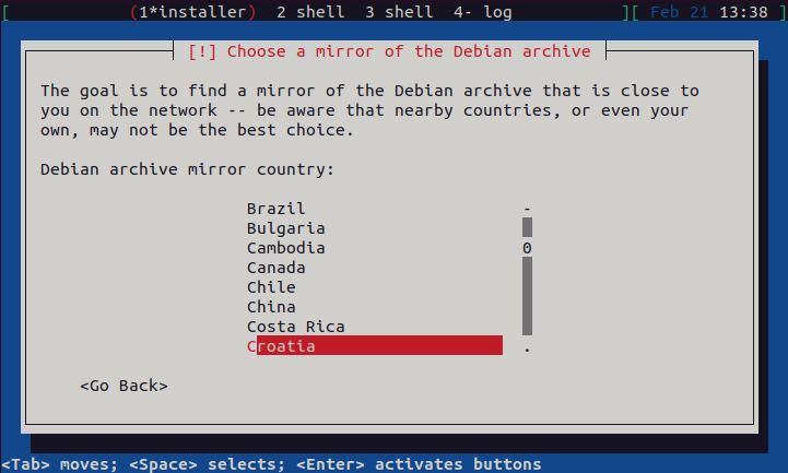 Home/Small Office Debian Server - Mirror Country
