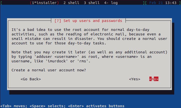 Home/Small Office Debian Server - Skip Normal User