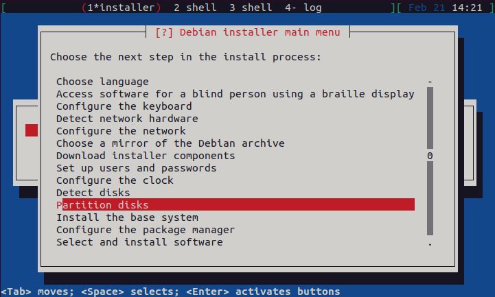 Home/Small Office Debian Server - Partition Disks