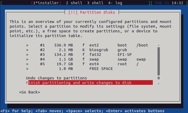 Home/Small Office Debian Server - Finish Partitioning