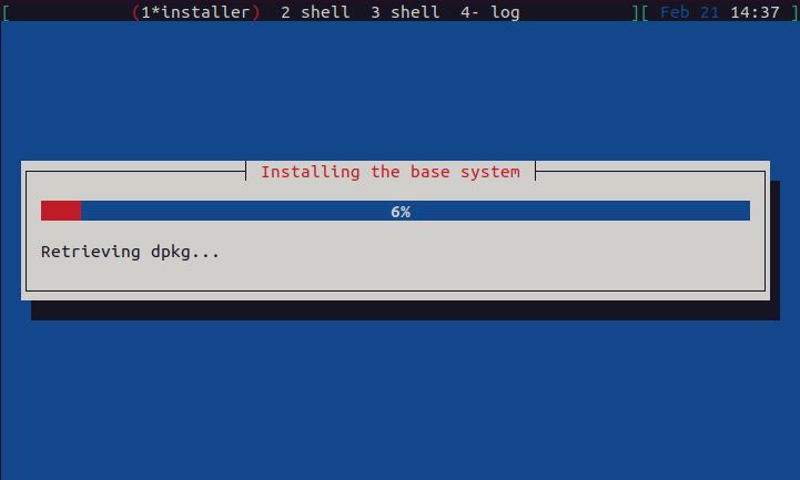 Home/Small Office Debian Server - Install Base System Progress