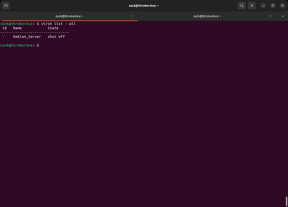 Home/Small Office Debian Server - List Virtual Machines