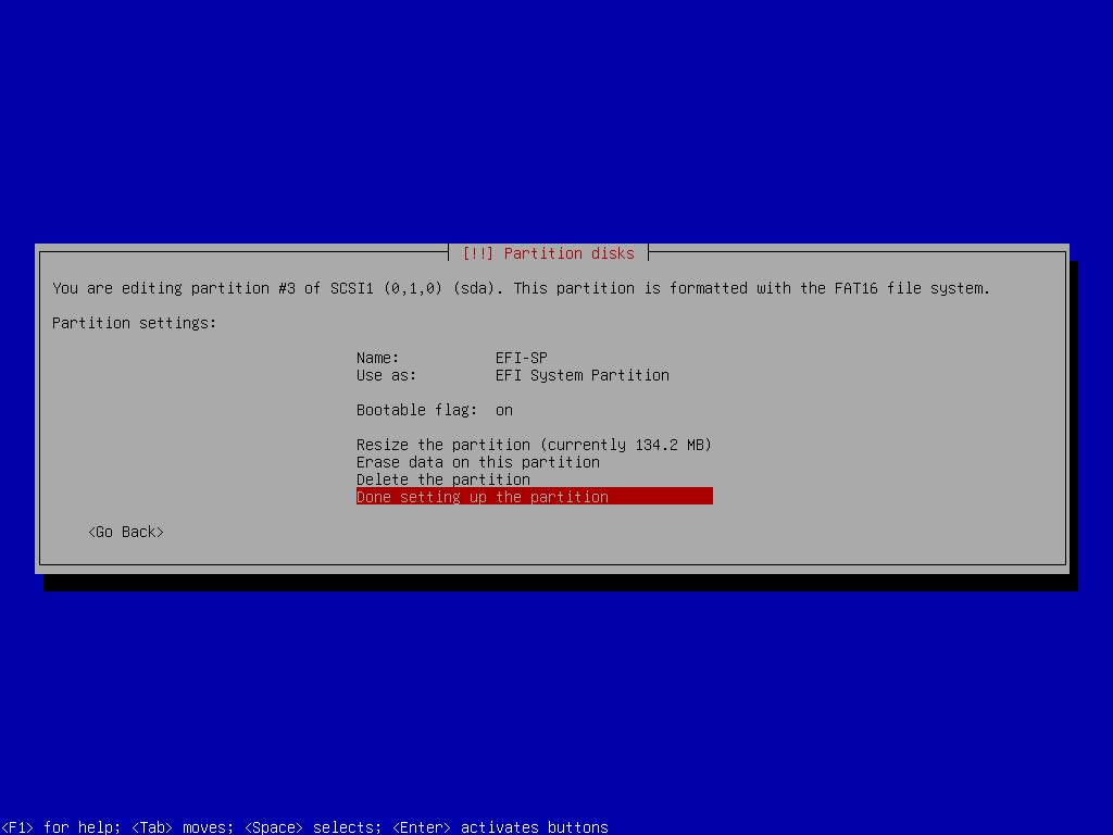 Debian Disk Encryption - EFI SP Partition Setup