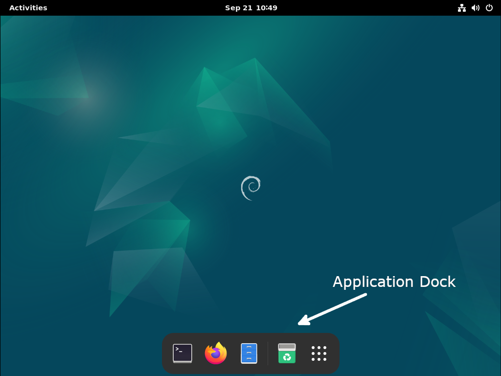 GNOME Desktop Environment on Debian - Application Dock