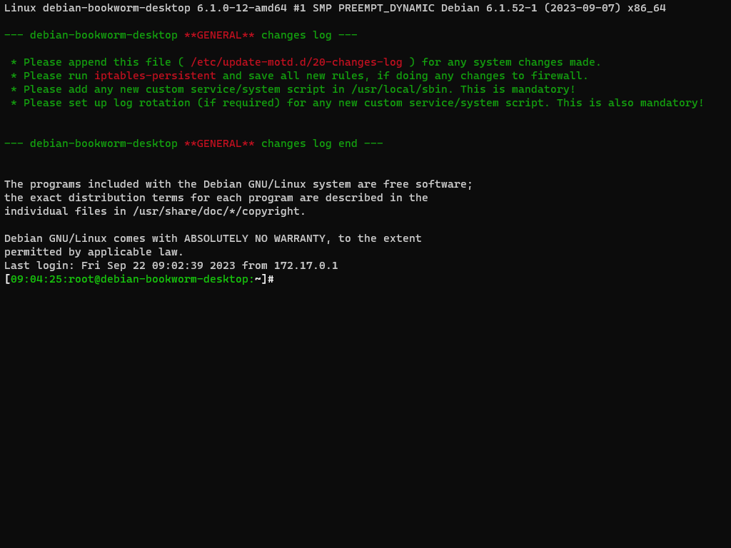 GNOME Desktop Environment on Debian - Root Login Screen