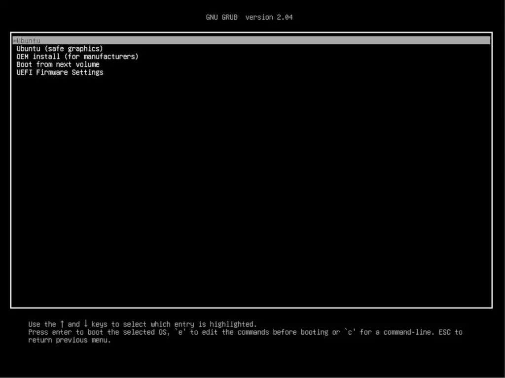Ubuntu Installer - GRUB Menu
