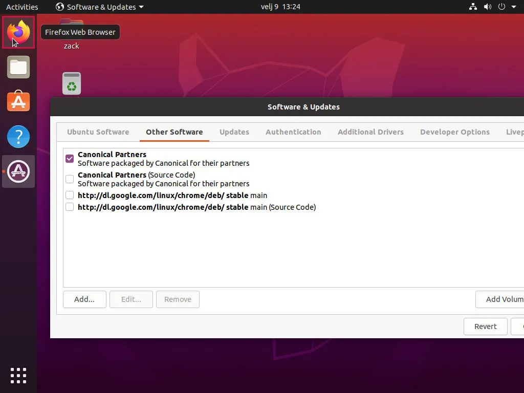 Ubuntu Dock - Launch Firefox Browser