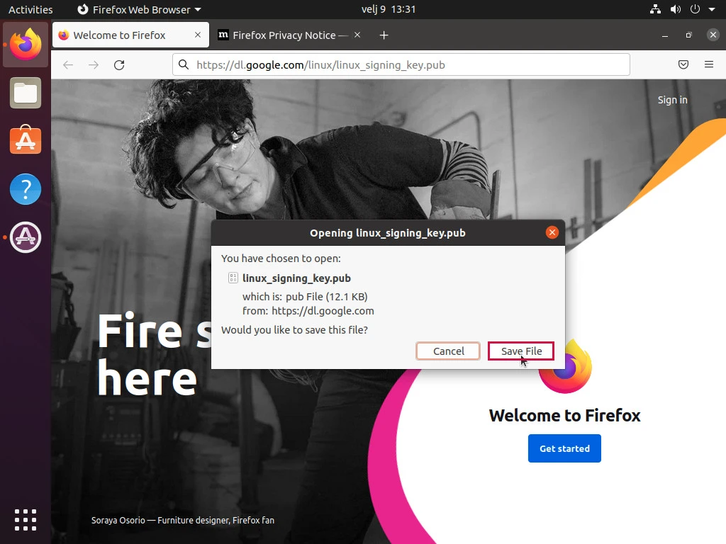 Firefox - Save Google Signing Key
