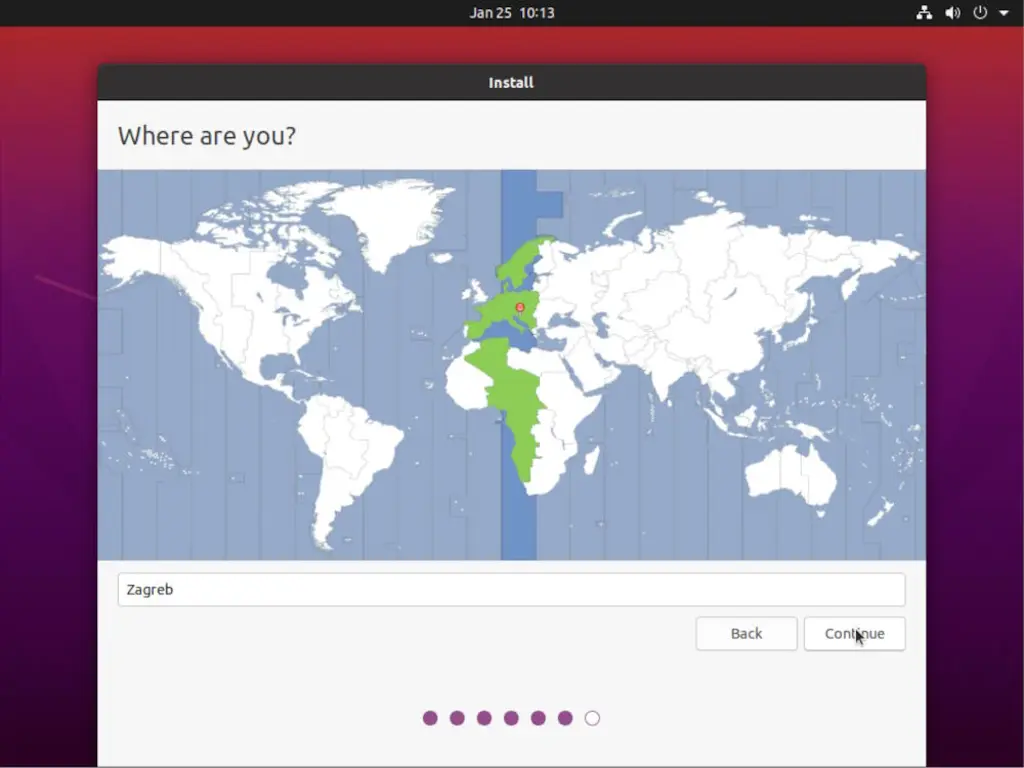 Ubuntu Installer - Location Select