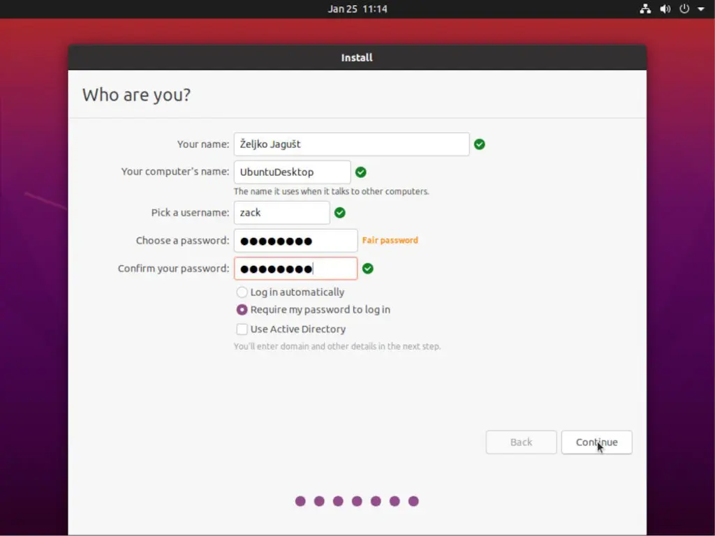 Ubuntu Installer - User Details