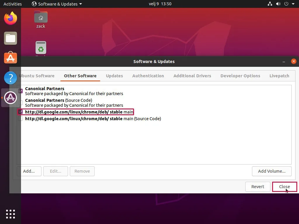 Gnome Software & Updates Application - Enable Google Repository
