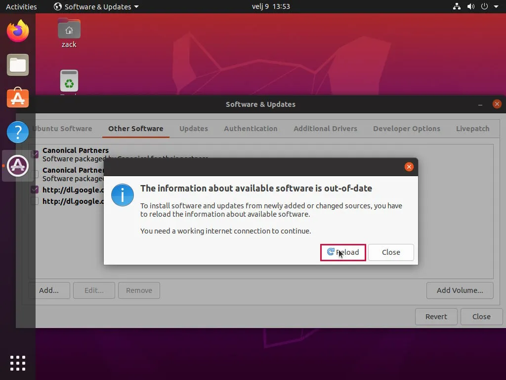 Gnome Software & Updates Application - Reload Software Catalog
