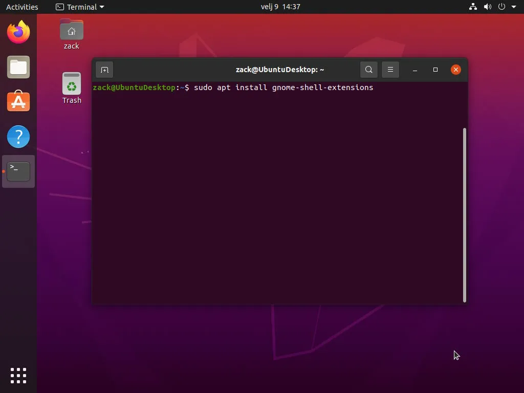 Terminal Application - Install GNOME Shell Extensions