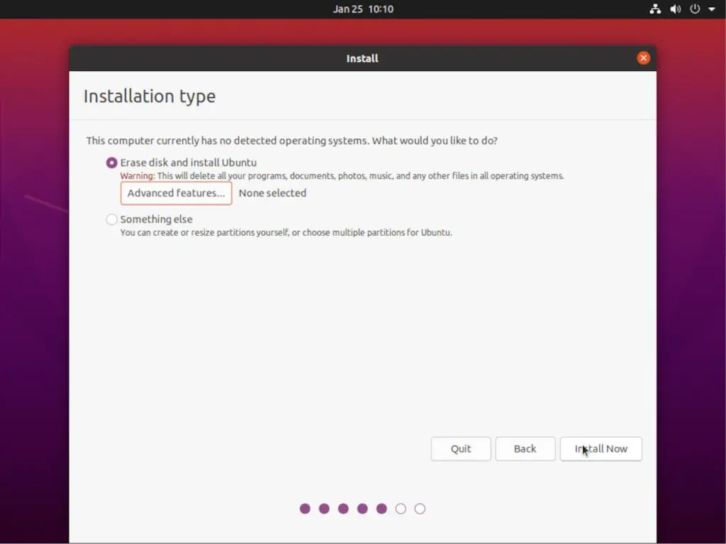 Ubuntu Installer - Installation Type