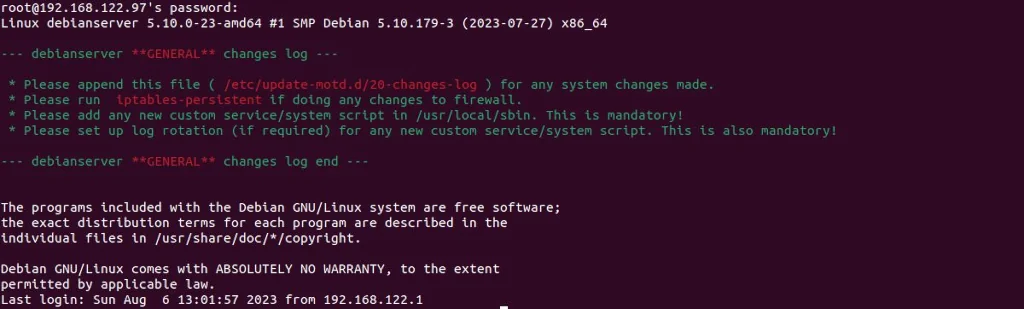 Linux console running and showing a custom user-created MOTD.