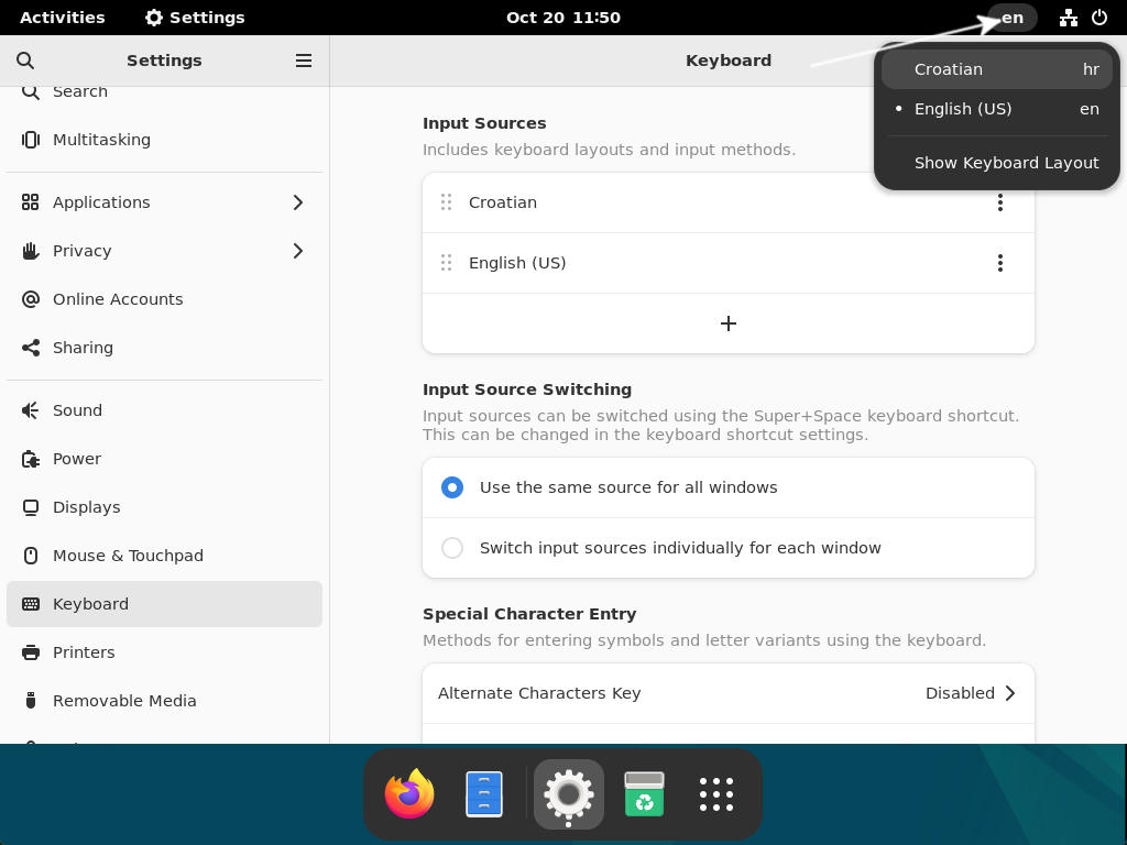 The language switcher in the top bar is clicked, and the language dropdown menu is active.
